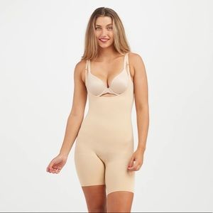 Women's RED HOT by SPANX® Open-Bust Mid-Thigh Bodysuit in nude